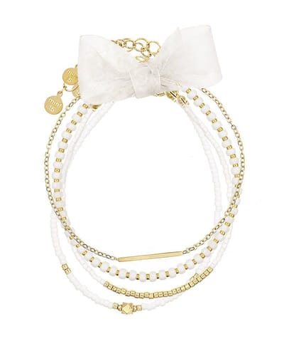 Mint15 Armbandenset 'Bright White' - Handgemaakte armbanden wit / goudkleur - Stainless Steel RVS/Roestvrij staal - Samengestelde cadeauset met 4 armbanden