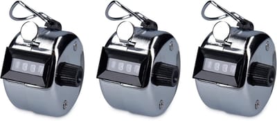 3 Piece Hand Counter Clicker Pedometer - Hand Counters - Metal Mechanical Quantities Counter zonder Batterij - Sport Coach - Zilver
