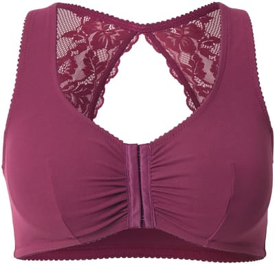 Ulla Popken - Dames - Bustier kanten achterkant voorsluiting zonder beugels - Donker bes - Maat 100D