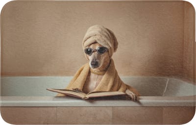 WC mat 80x50 cm - Antislip - Bad - Hond - Boek - Zonnebril - Toiletmat - Vloermat - Douchemat - Toilet tapijt - Toiletmatten