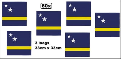 60x Servetten Curacao 33cm x 33cm - 3 laags - Servet diner eten knoeien restaurant BBQ thema feest verjaardag feest