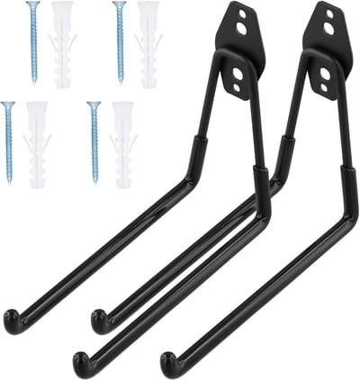 Set van 2 Sterke Wandhaken voor Garage - Antislip Opslaghaken voor Ladder, Fiets en Tuinaccessoires - Stalen Dubbele Haken voor Muurmontage