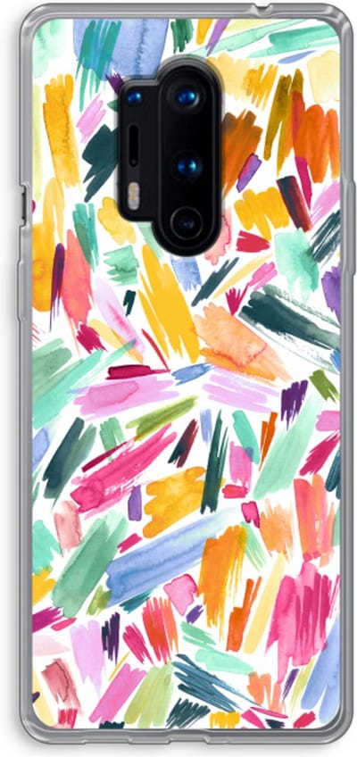 Case Company® - Hoesje geschikt voor OnePlus 8 Pro hoesje - Watercolor Brushstrokes - Soft Cover Telefoonhoesje - Bescherming aan alle Kanten en Schermrand