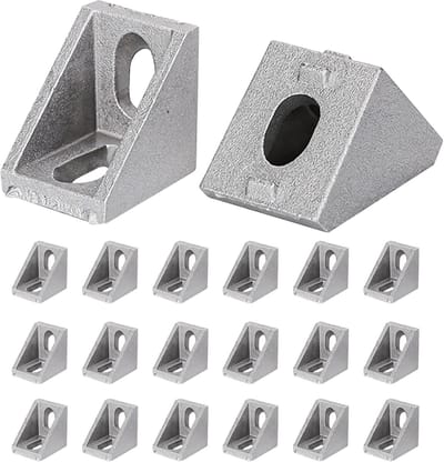 Aluminium Hoekstukken - Bevestigingsmateriaal Profielen - Meubelbouw - 90 Graden Verbinding - 20x20 mm - Zilver