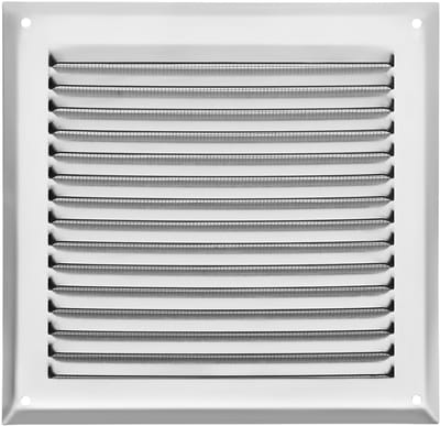 SOTECH aluminium ventilatierooster 190 x 190 mm inox look met muggengaas opschroefbaar afvoerrooster