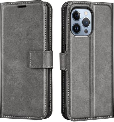 Coverup Hoesje - Geschikt voor iPhone 14 Pro Hoesje - Coverup Deluxe Book Case - Grijs