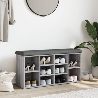 vidaXL - Schoenenbank - 102x32x50 - cm - bewerkt - hout - grijs - sonoma - eikenkleur