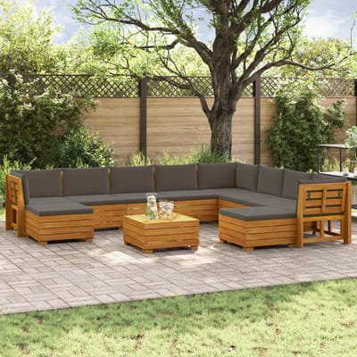 vidaXL - 11 - st - Buiten - bank - set - Massief - Acacia - Hout - Bruin