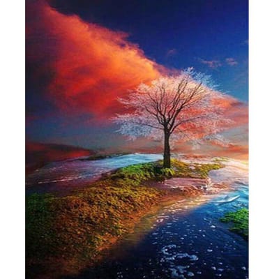 Peinture diamant thème poisson, paysage d'hiver, broderie complète, bricolage, point de croix d'automne 20X30CM red
