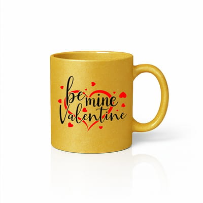 Be Mine Valentine Mok 330ml – Gouden Glitter Koffiemok met Rode Hartjes – Romantisch Valentijnscadeau