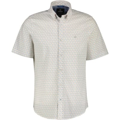 Lerros - Korte Mouw Overhemd - Heren - M - 100 WHITE - Katoen - 2442105