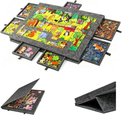 Puzzletafel - Puzzelbord - Puzzels Maken - Met 6 Lades - 77 x 53 cm - Donkergrijs