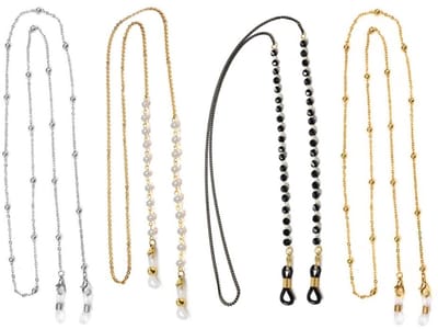 Dailygoody - Brillenketting - 4 stuks - Stijlvolle uitstraling - Zwart - Ketting voor brillen - Ideaal voor dames en heren - Zonnebril- en leesbrilacc