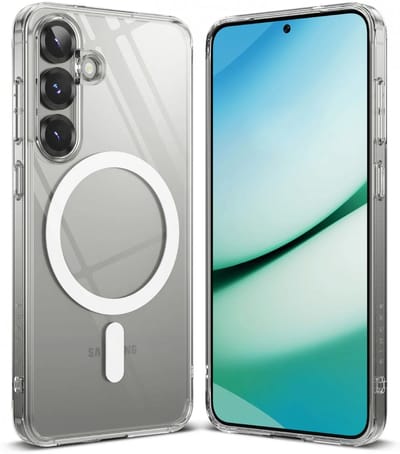Ringke Fusion Magnetic | Hoesje Geschikt voor Samsung Galaxy S25 | Compatibel met MagSafe & Qi2 | Back Cover met Militaire Standaard | Transparant