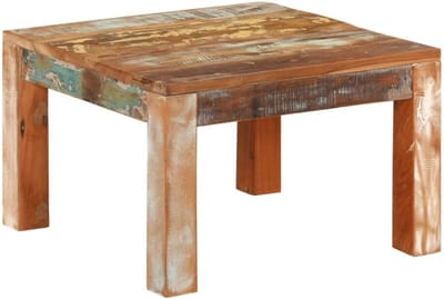 Massief houten tafel - Bijzettafel landelijk - Woonkamer inrichten - Uniek gerecycled hout - 55 x 55 x 35 cm