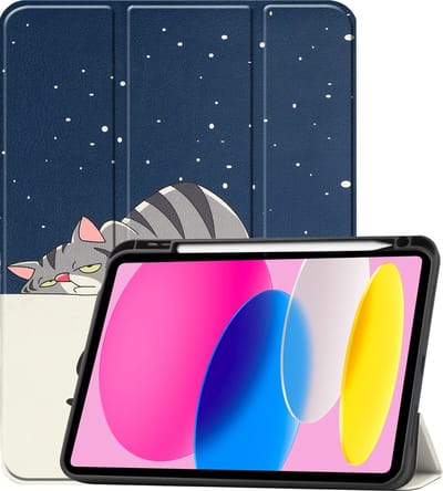 Hoesje - Geschikt voor Apple iPad 10 (2022) - 10.9 inch - 10e Generatie - Dun & Stevig - Trifold Bookcase - Hard Cover Case - Met Uitsparing Geschikt voor Apple Pencil - Hardcover Book - Tablet Hoes - Kat