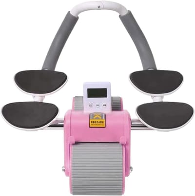 Buikspierroller - Buikwiel Trainingswiel - Core Training - Automatische Rebound - 32 x 24 x 17 cm - roze