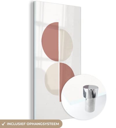 MuchoWow® Glasschilderij 60x120 cm - Schilderij acrylglas - Minimalisme - Abstract - Pastel - Foto op glas - Schilderijen