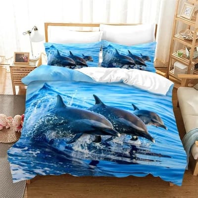 Dolfijn Oceaan Dier Beddengoed Set Jongens Meisjes Eenpersoons Tweepersoons Maat Dekbedovertrek Kussensloop Bed Jongens Volwassenen Hometextiel EU single(135x200cm)