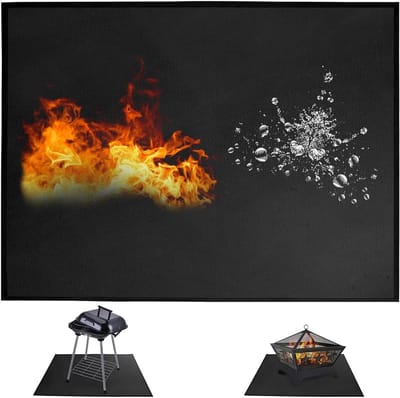 Famanu - Grillmat Vloerbescherming, 100 X 152 Cm Vuurvaste Onderlegger, Brandwerende Mat Beschermende, Opvouwbare Grillmat, Brandvertragende Mat Voor Grill