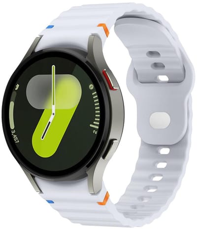 Siliconen wave bandje - geschikt voor Samsung Galaxy Watch 7 (40 & 44mm) / Watch 6 (Classic) / Watch 5 (Pro) / Watch 4 (Classic) / Watch FE - druksluiting - lichtgrijs