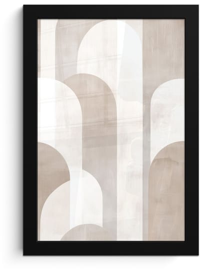 Poster in lijst - Fotolijst 20x30 cm - Posters - Abstracte bogen - Modern - Beige - Posterlijst zwart - Decoratie - Wanddecoratie woonkamer - Muurdecoratie slaapkamer