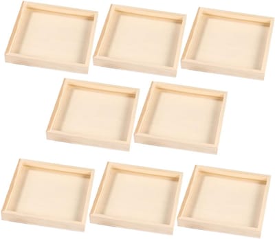 Houten Puzzelbakken - Organizer Set - Ruimtelijk Inzicht - Professionele Vlakheid - 13.7x13.7x1.5CM - Lichtgeel