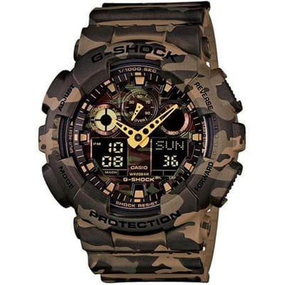 Casio G-Shock Jeugdserie Jungle Camouflage Schokbestendig Waterdicht Sport Kwarts Uurwerk Hars Band Heren horloges Koffie GA-100CM-5A Brown Camouflage Strap black