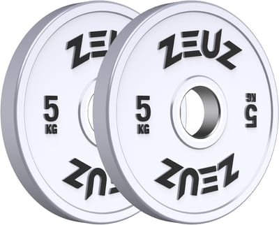 ZEUZ Halterschijf 2 Stuks 5 KG – 10 KG Gewichten Set – voor 50 mm Halter - Metaal & Rubber - 5KG Schijf