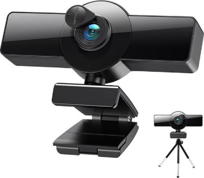 DrPhone CW8 - 2K Webcam – 1440P – Webcamera met Microfoon/Statief en Privacykap – Vaste focus - 75 Graden Kijkhoek - 5MP – Zwart