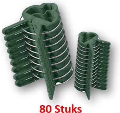 Plantenclips Groen - 80 Stuks - KINZO - Tuin - Tuinieren - Plantenklemmen - Klemmen - Clips - 2 sizes - Plantenondersteuning - Planten - Bloemen.