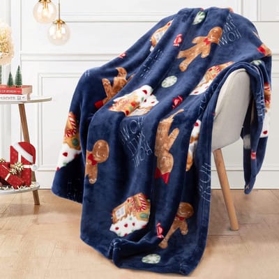 Luxe Fluwelen Fleece Deken met Feestelijk Kerstprint | Ultra Zacht & Warm voor Bank en Bed (127 x 152 cm)
