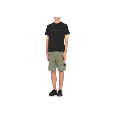 Stone Island Lente/Zomer 25 Letterprint Ronde Hals Raglan Korte Mouw T-shirt Heren T-shirts Marineblauw K1S1521000-20S0081-V0020 M black