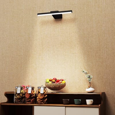 10W - Spiegelverlichting - Rechthoekige Wandlamp - Aluminium En Acryl - Warmwit - 40 cm - Wandlamp - IP44 - Spiegel Lamp - Voor Badkabinet, Kaptafel, Kelder En Keuken - Zwart - Energieklasse A - NAIZY