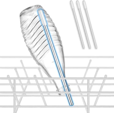 ecooe set van 3 flessenhouders voor vaatwasser serviesmand vaatwasser inzet voor SodaStream Crystal en Duo flessenhouder met verlengde siliconen dop, 26,7 cm