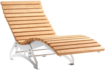 Complete set tuinligstoel LOUNGER, 800 mm breed, geslepen roestvrij staal, incl. houten latten van lariks