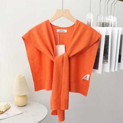 Écharpe coréenne d'été pour femme, faux col, protection du cou, tricot fin, automne, nouée, protection solaire, châle orange