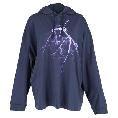 Givenchy Lightning Gedrukt Trekkoord Hoodie In Diepblauwe Katoen