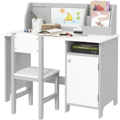 Kinderbureau – Kinderbureau Set – Kindertafel – Schrijftafel – Bureau Met Stoel – Whiteboard Werkblad – Afgeronde Hoeken Veilig Design