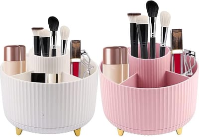 Draaibare Make-up Organizer voor Cosmetica, 2-delige Set met Oogschaduwkwasten, Lipstick en Potloodhouder voor Slaapkamer en Badkamer Decoratie