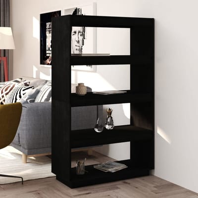 vidaXL - Boekenkast/kamerscherm - 80x35x135 - cm - massief - grenenhout - zwart