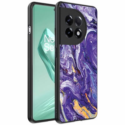 Geschikt voor OnePlus 12R Telefoonhoesje met Paars Goud Marmer Opdruk - TPU Backcover Case Purple Gold Marble Design - Paars Goud - Smartphonica geschikt voor OnePlus 12R