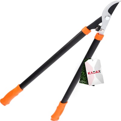 KADAX Takkenschaar, snoeischaar met aambeeld lemmet van staal, lengte: 72,5 cm, boomschaar voor vers en hard hout, heggenschaar, anti-aanbaklaag, zwart/oranje