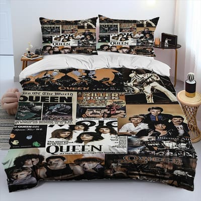 Freddie Mercury Queen-Rock-Band Dekbed Dekbedovertrek Beddengoed Set Dekbedhoes Bedset Dekbedhoes Kussensloop King Queen Maat Beddengoed Set EU King(240*220cm)3pcs