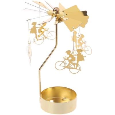 1 stuks Metalen Warme Roterende Kaarsenhouder Kerst Roterende Kaarsenhouder Dinerfeest Bruiloftsfeest Kaarsenhouder Decoratie Cadeau beige
