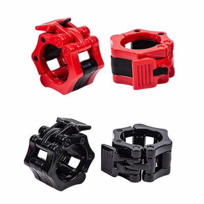 Barbell Clips - 4 Stuks - Haltersluiting - Ø25 mm - Halter Clips - Halterklem - Barbell Lock - Halterstangsluiters - Barbell Lock Jaw - Voor Bars, Halters, Barbells Gym Equipment - Rood - Zwart