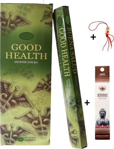 2 Kokers - Wierook - Wierookstokjes - Wierooksticks - Incense sticks - Good Health - Goede Gezondheid - 40 stokjes + 5 mini wierookstokjes + Gelukspoppetje