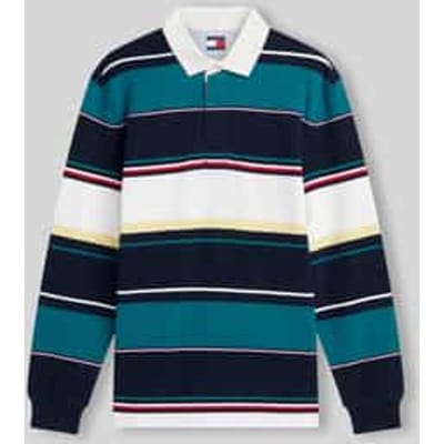 Tommy Hilfiger Relaxed Stripe Rugby Dark Night Navy Multi Size: S | Polo Shirts Outlet | Heren | Groen