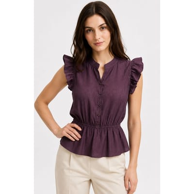 Gestructureerde Jacquard Peplum Blouse