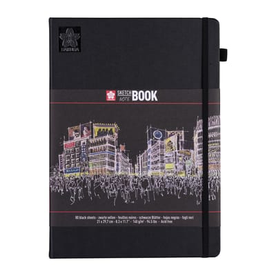 Schetsboek sakura 80 zwarte vellen 210x297mm zwart | 5 stuks